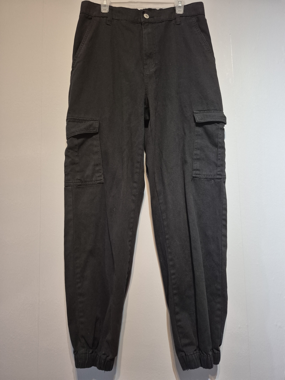 Men's Black Cargo Pants with Elastic Cuffs